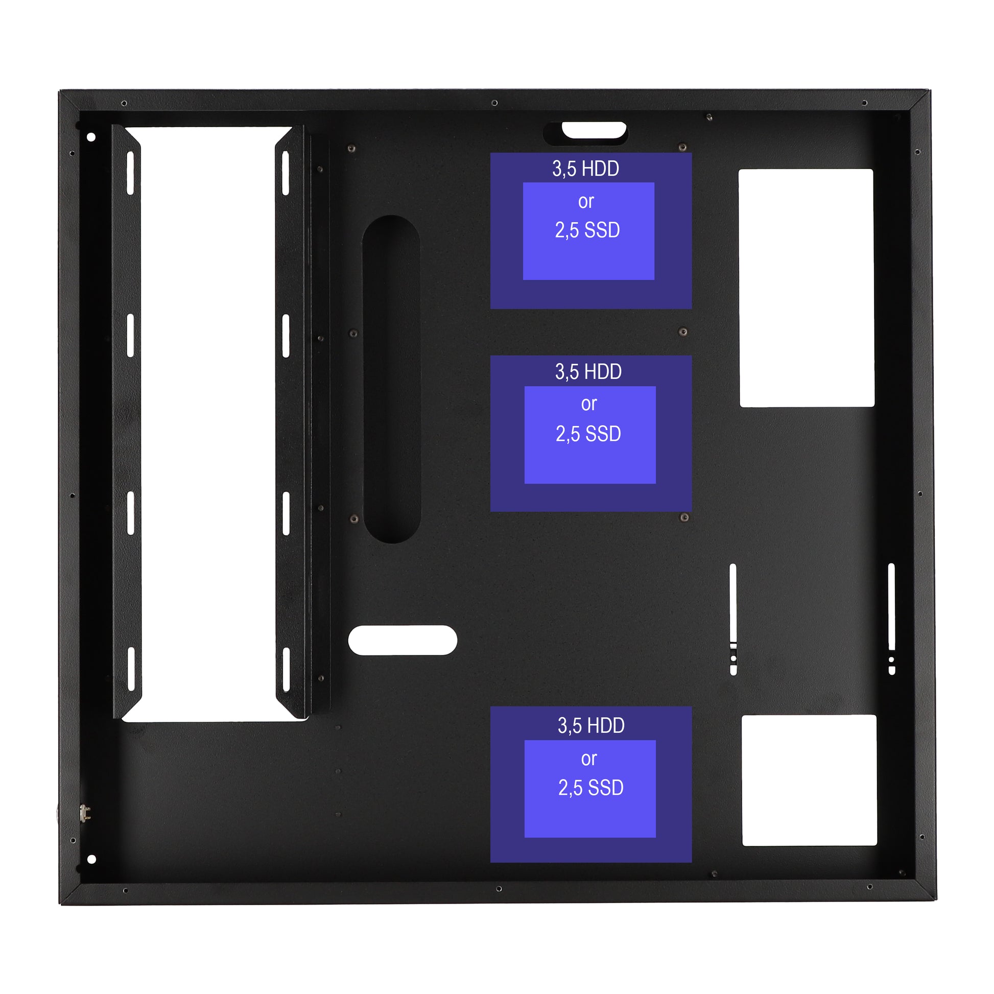 PC Case Wall Mount with 3x HDD and SSD storage support