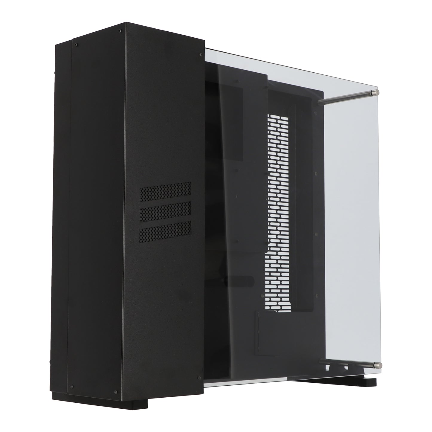 Wall mounted computer case with magnificent view of hardware