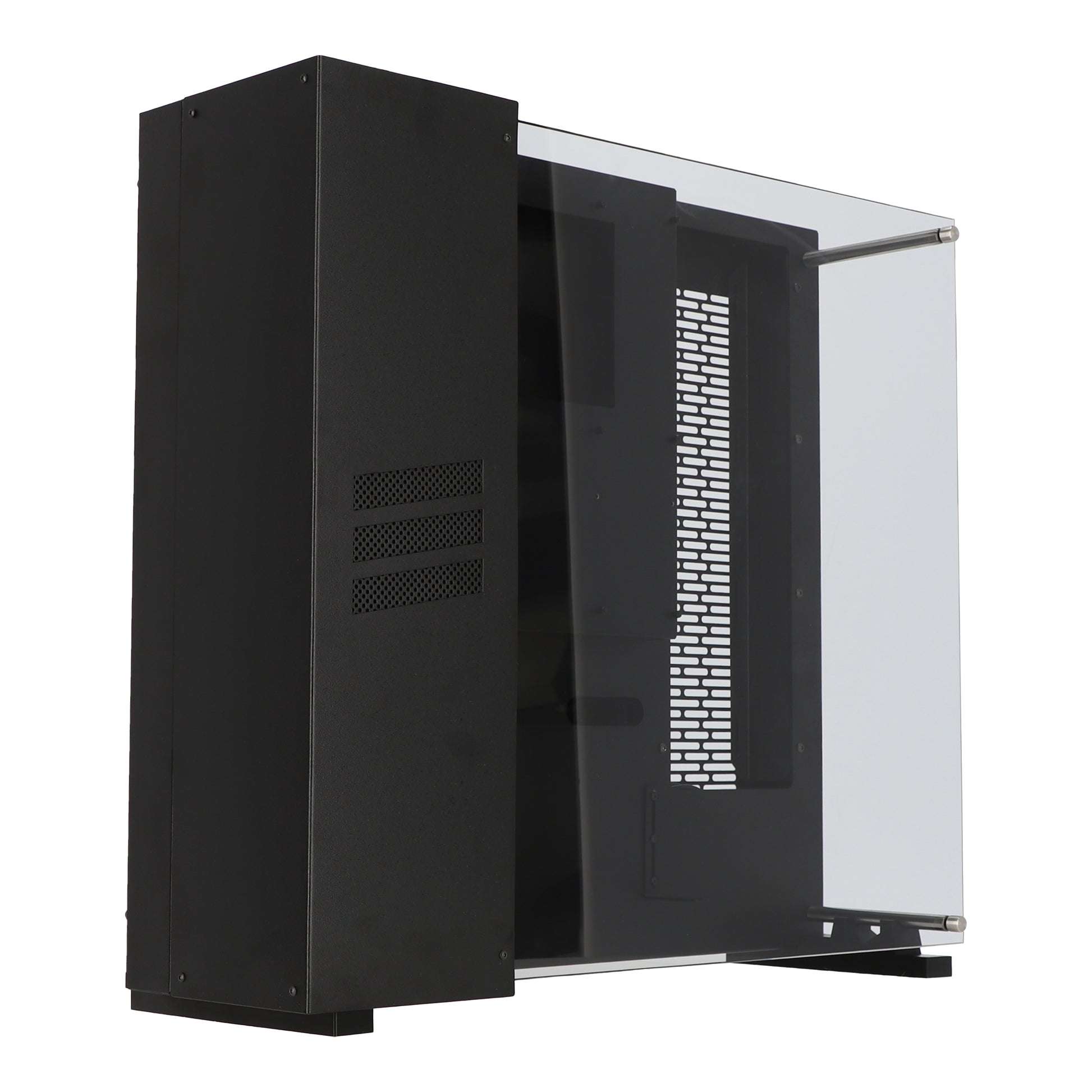 Wall mounted computer case with magnificent view of hardware